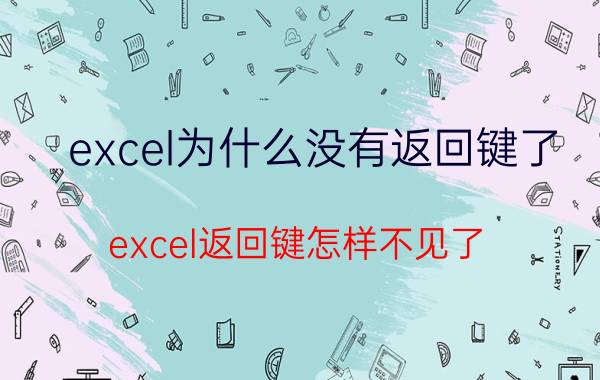 excel为什么没有返回键了 excel返回键怎样不见了？